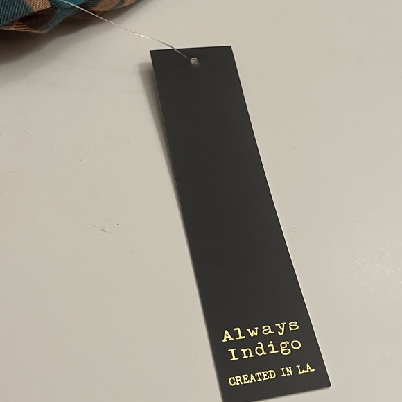 Always Indigo L.A. NWT women’s top blouse Size M Orange and turquoise checkered - Picture 7 of 12